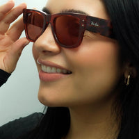 Ray-Ban Sunglasses RB0840S Mega Wayfarer 66372K Transparent Pink and Havana Red Mirror
