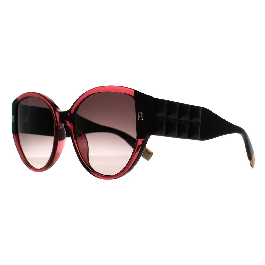 Furla Sunglasses SFU784 0AFD Transparent Deep Raspberry Pink Brown Gradient Pink
