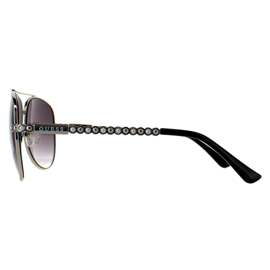 Guess Sunglasses GF0356 10B Shiny Light Nickeltin Smoke Gradient