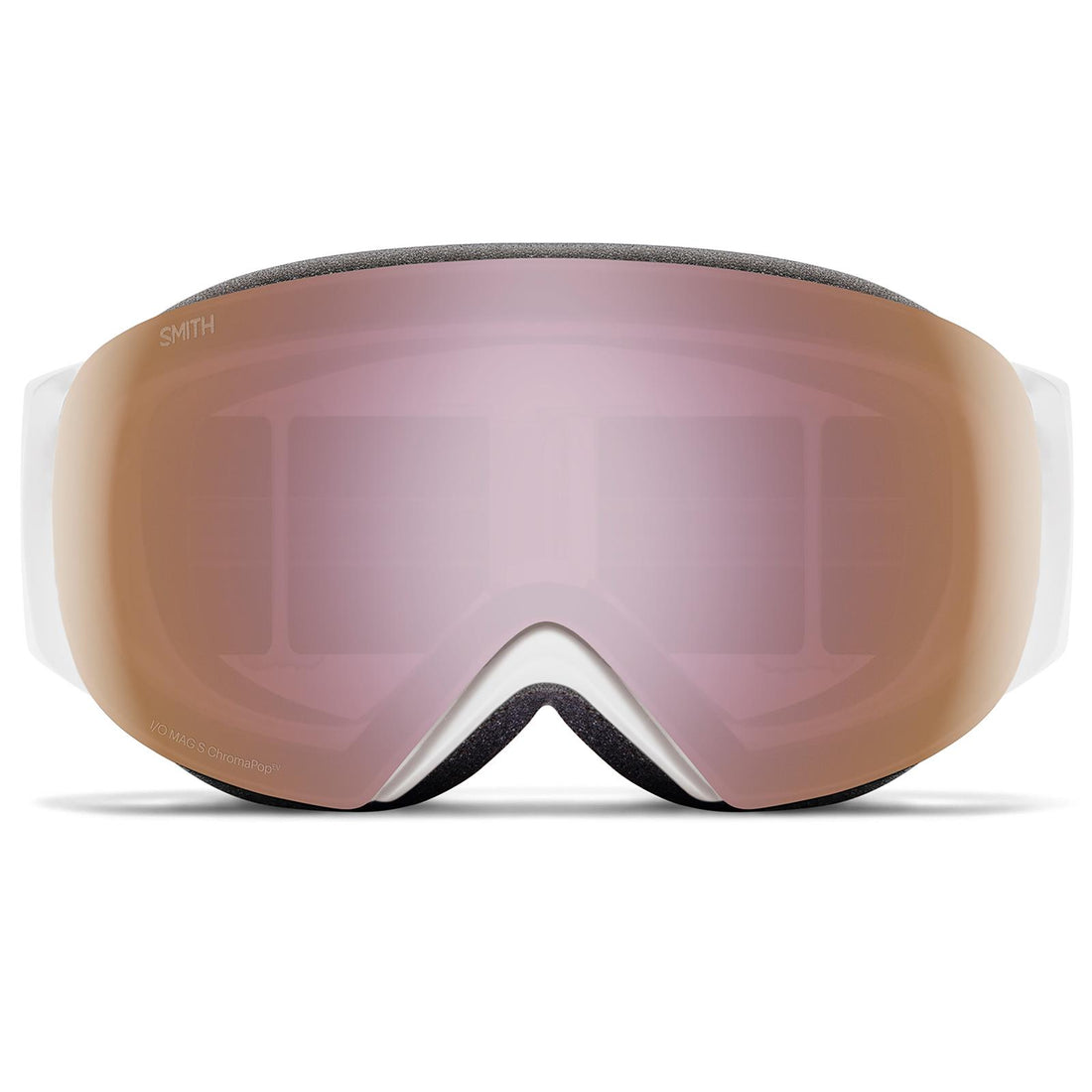 Smith Ski Goggles I/O Mag S 0OR M5 White Chunky Knit ChromaPop Everyday Rose Gold Mirror & CP Storm Rose Flash