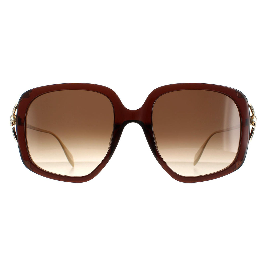 Alexander McQueen Sunglasses AM0374S 002 Brown Gold Brown Gradient