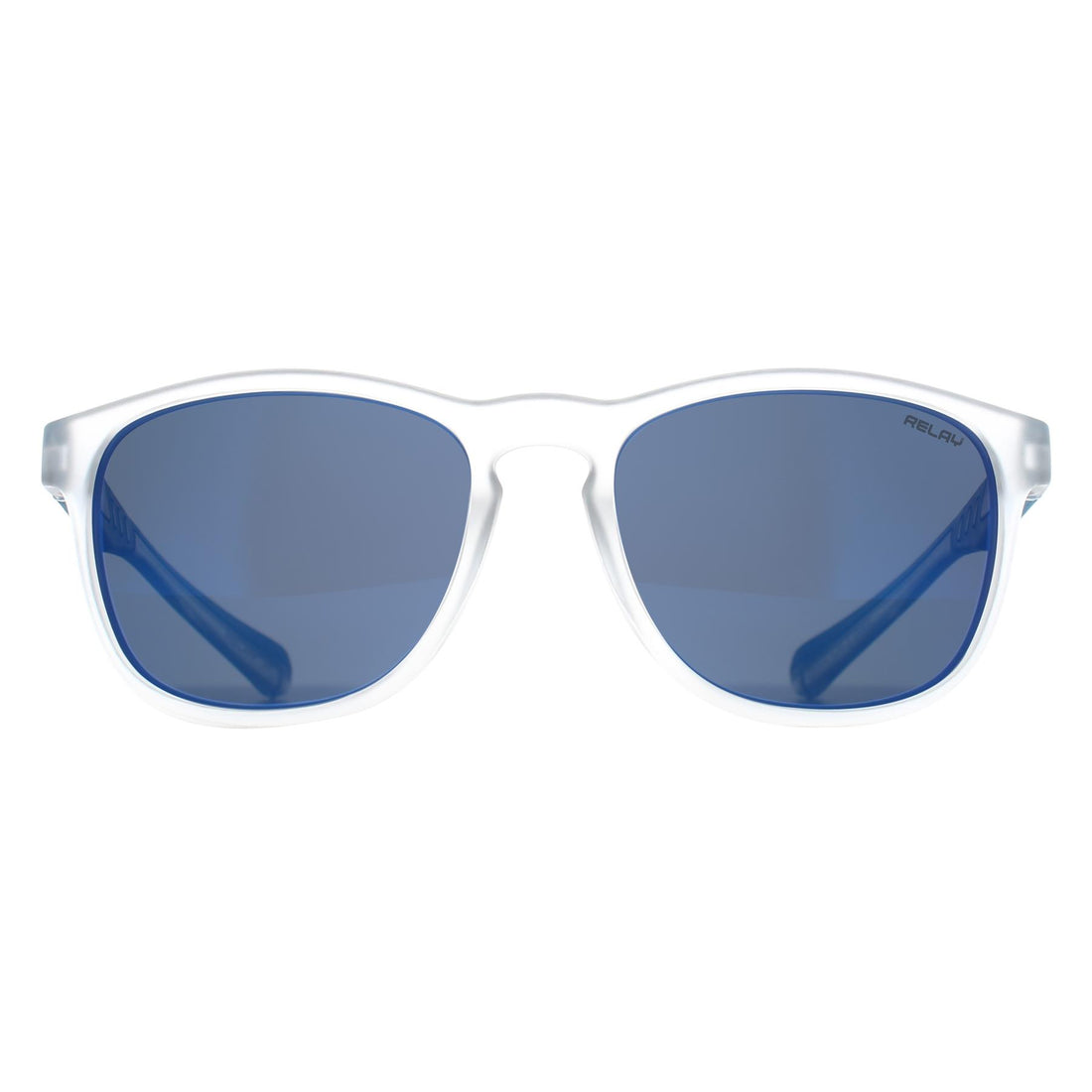 Relay Round Unisex Matte Transparent and Blue Revo Polarized Pulse Sunglasses