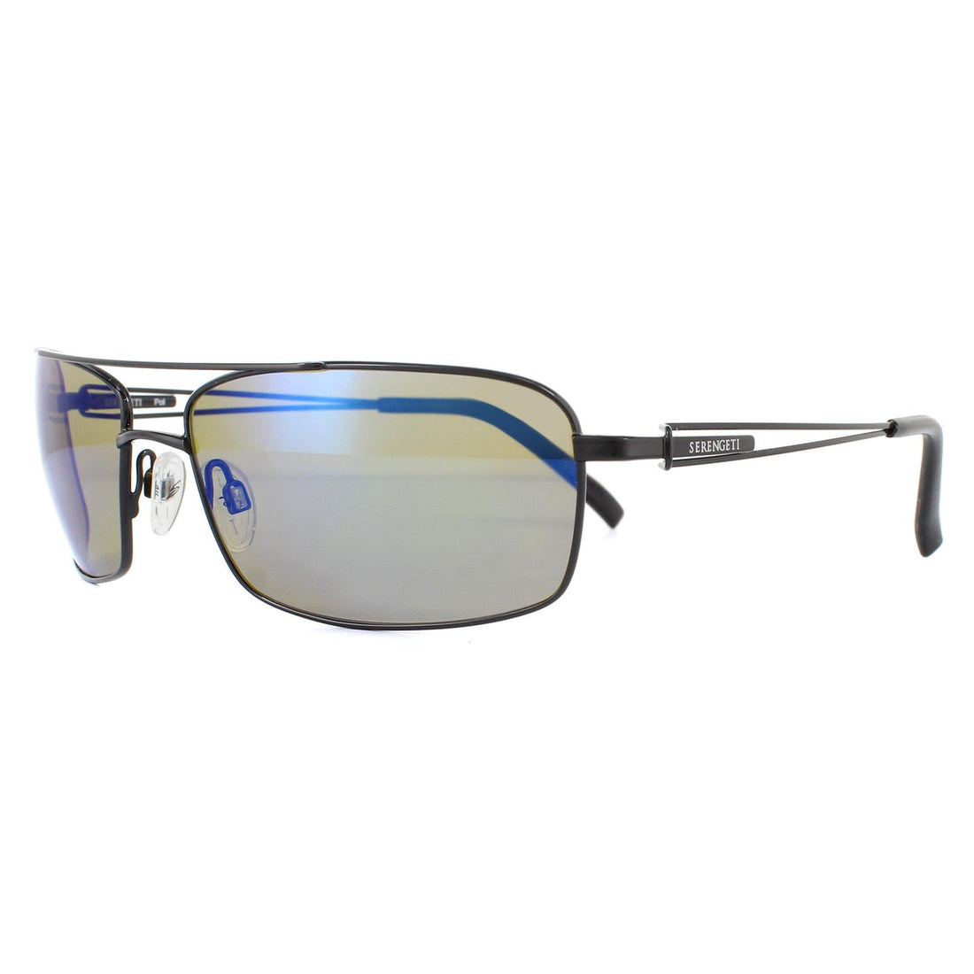 Serengeti Sunglasses Dante 8458 Shiny Black Pearl Mineral Polarized 555nm Blue