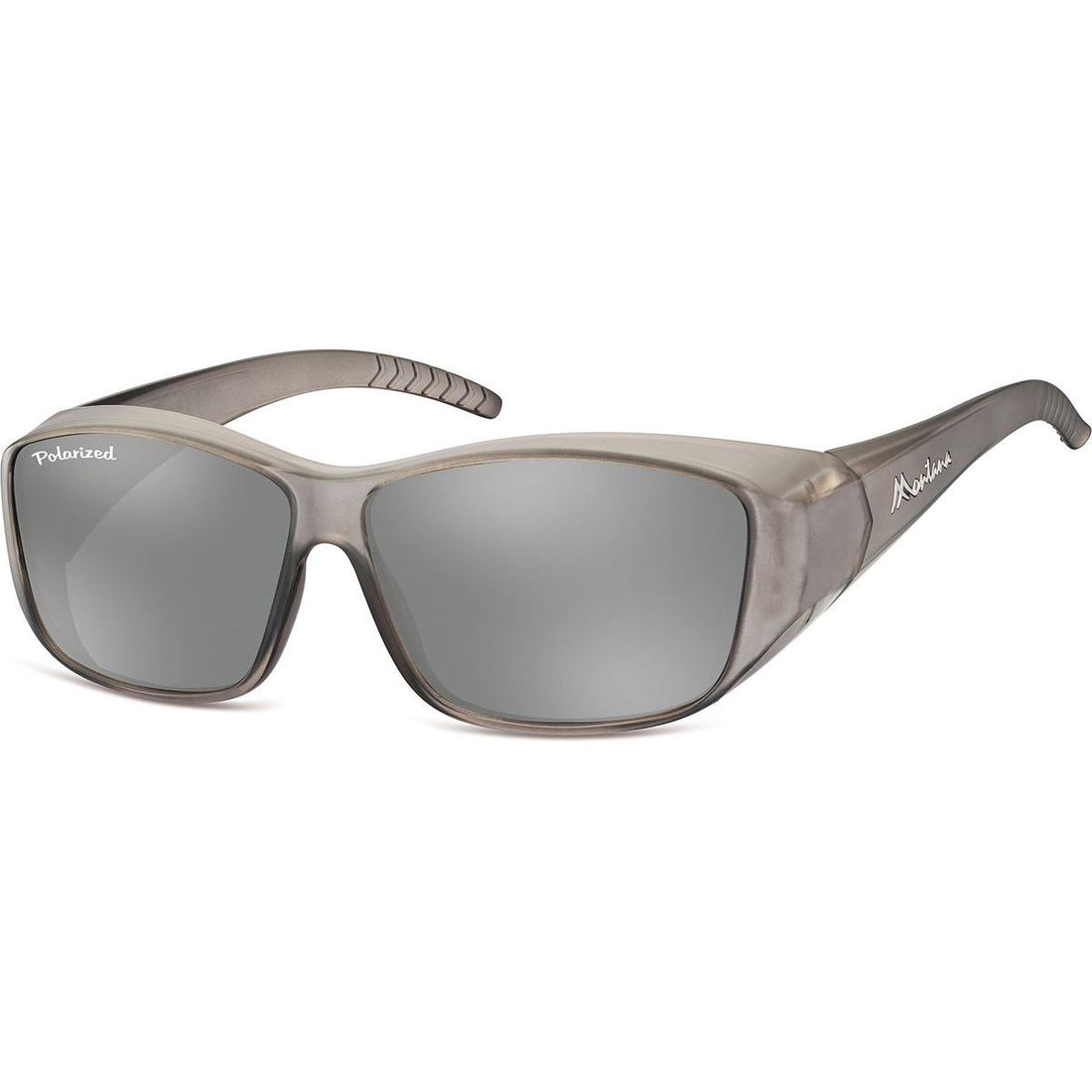 Montana Fit Over Glasses Sunglasses FO4 E Matte Grey Silver Revo Mirror Polarized