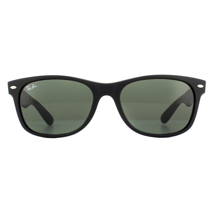 Ray-Ban Sunglasses New Wayfarer 2132 622 Black Rubber Green Medium 55mm