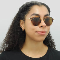Ray-Ban Sunglasses Round Fleck 2447 1160 Tortoise & Gold Brown