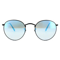 Ray-Ban Round Metal RB3447 Sunglasses Black / Blue Gradient Mirror 50