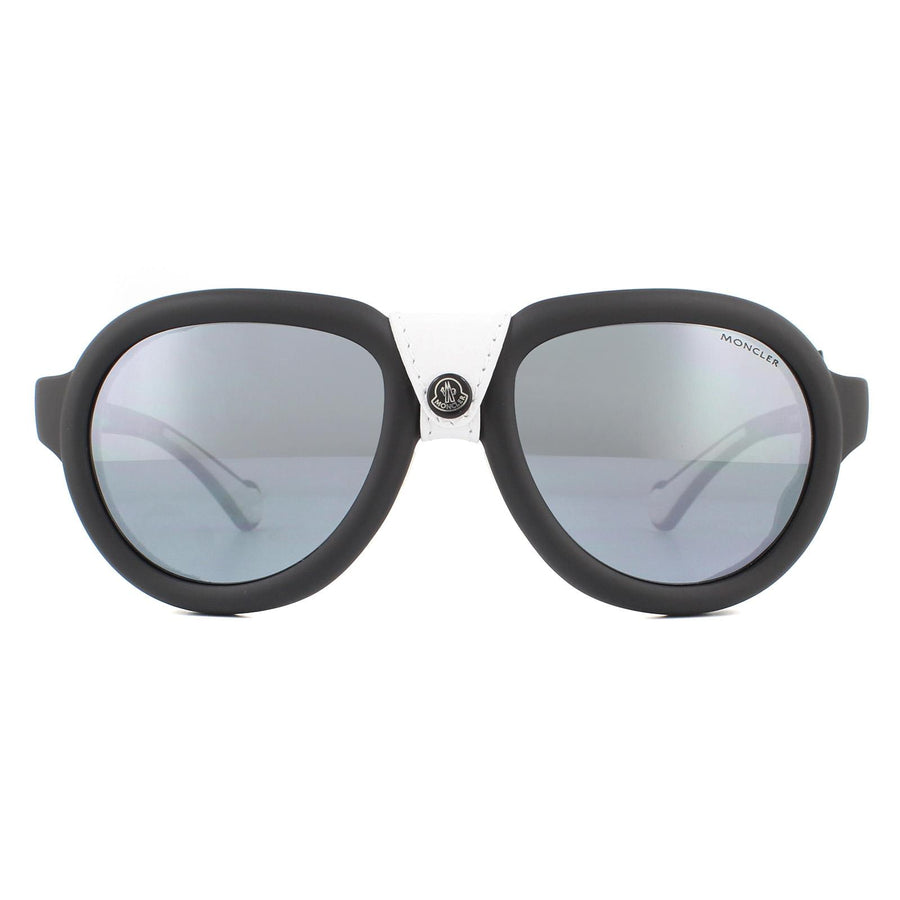 Moncler ML0090 Sunglasses Matte Black White / Grey Polarized