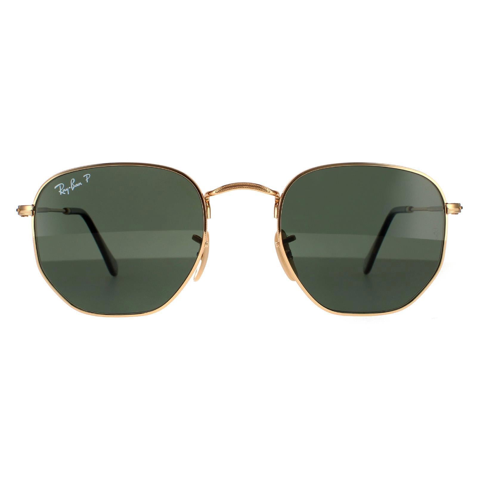 Ray-Ban Hexagonal Green Polarized Sunglasses RB3548N 001/58