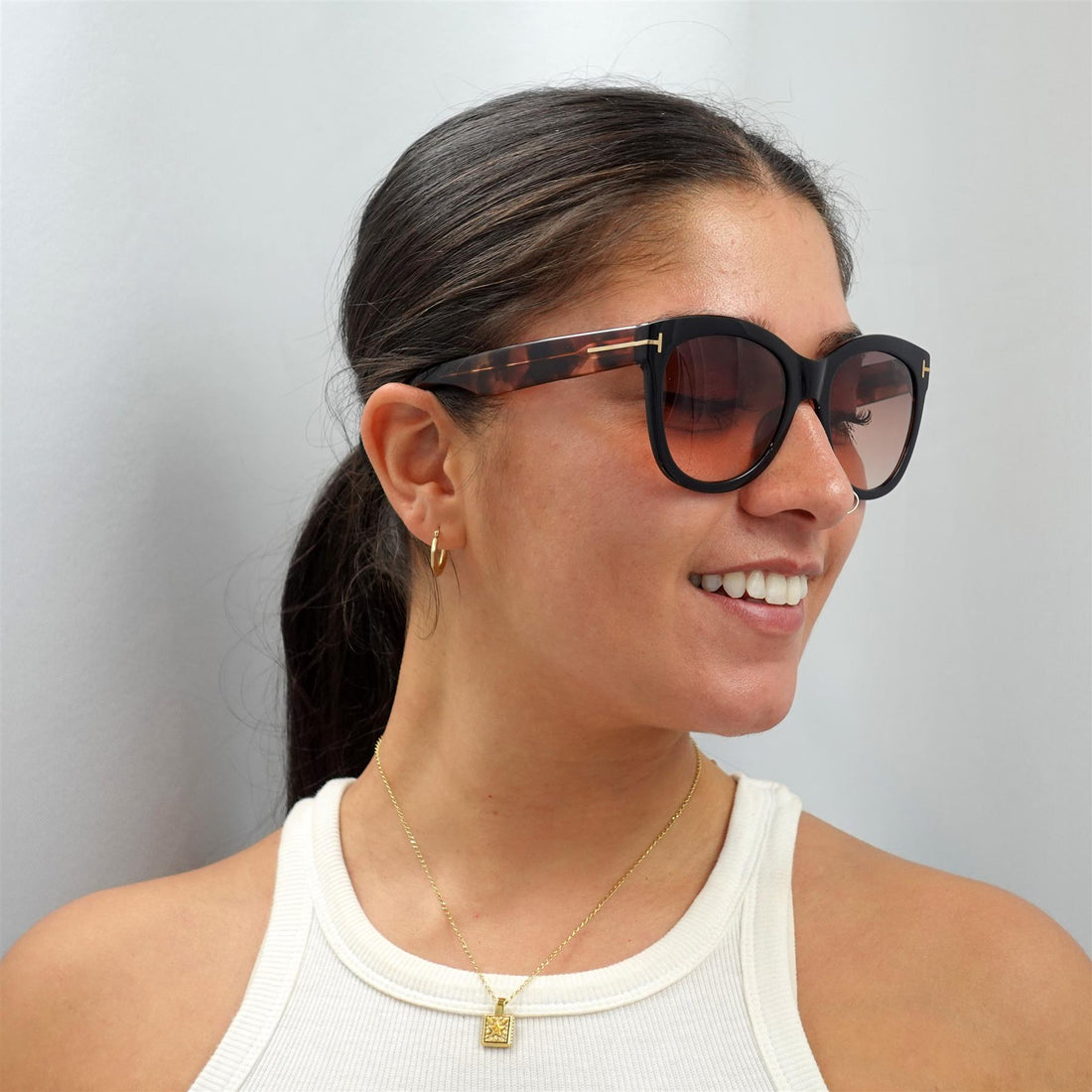 Tom Ford Sunglasses Wallace FT0870 05F Black Havana Brown Gradient