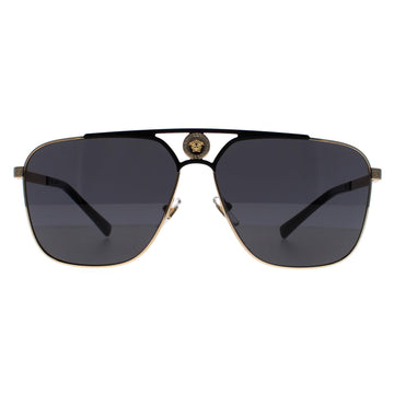 Versace Sunglasses VE2238 143687 Gold and Matte Black Dark Grey