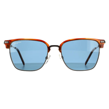 Salvatore Ferragamo Sunglasses SF227S 086 Dark Ruthenium Striped Brown