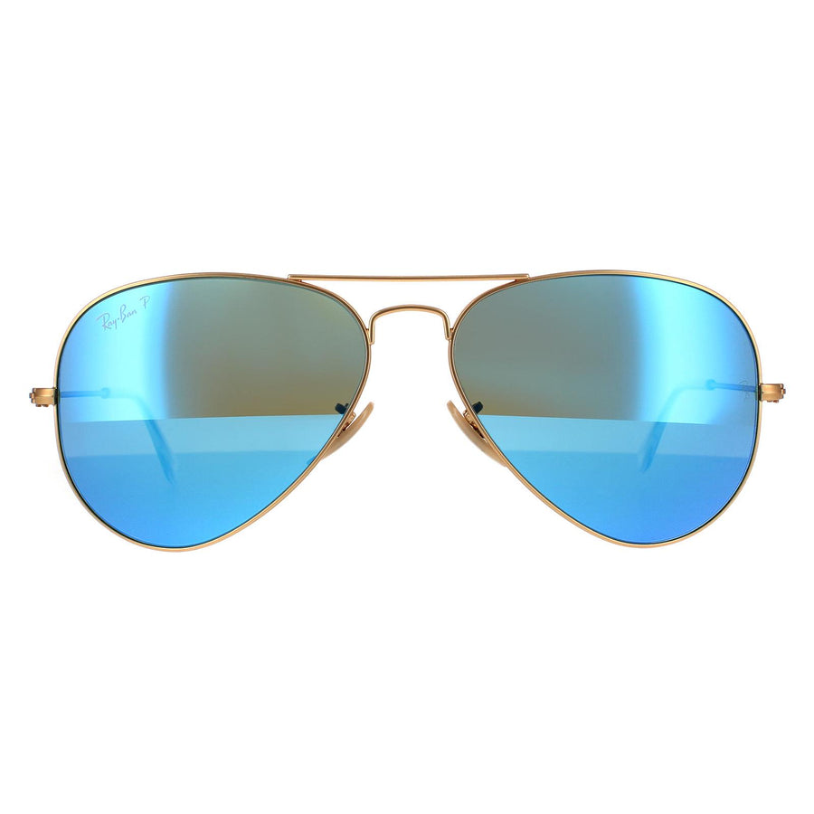 Ray-Ban Sunglasses Aviator 3025 112/4L Matt Gold Blue Mirror Polarized –  Discounted Sunglasses
