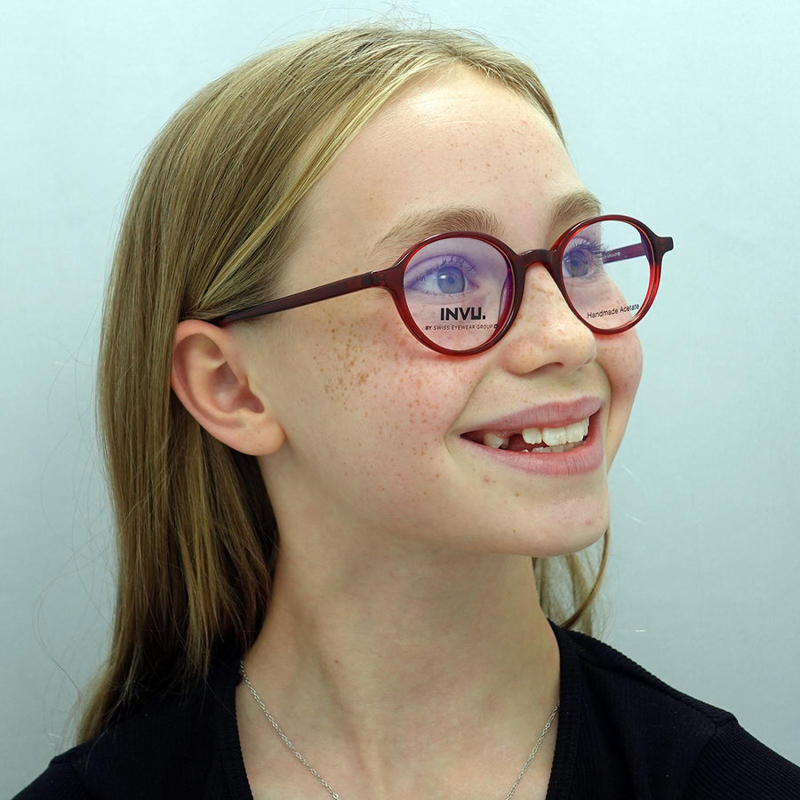 INVU Glasses Frames B4907 C Transparent Burgundy Women