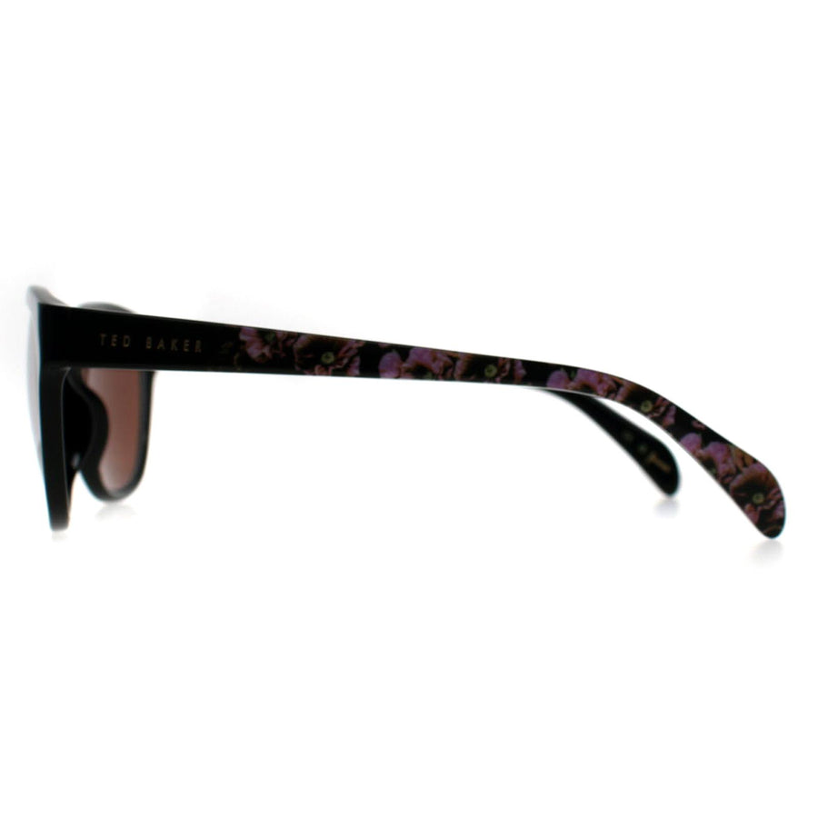 Ted Baker Sunglasses TB1605 Amie 011 Gloss Black Flowers Brown