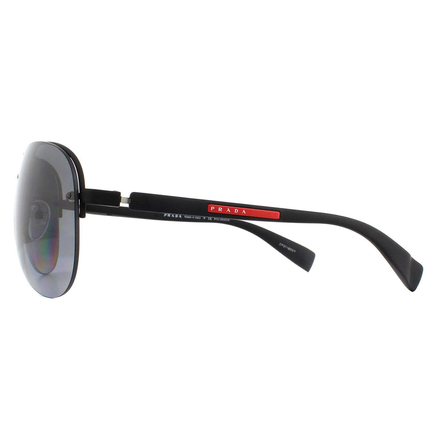 Prada Sport Sunglasses 56MS DG05W1 Black Rubber Polarized Grey Gradient
