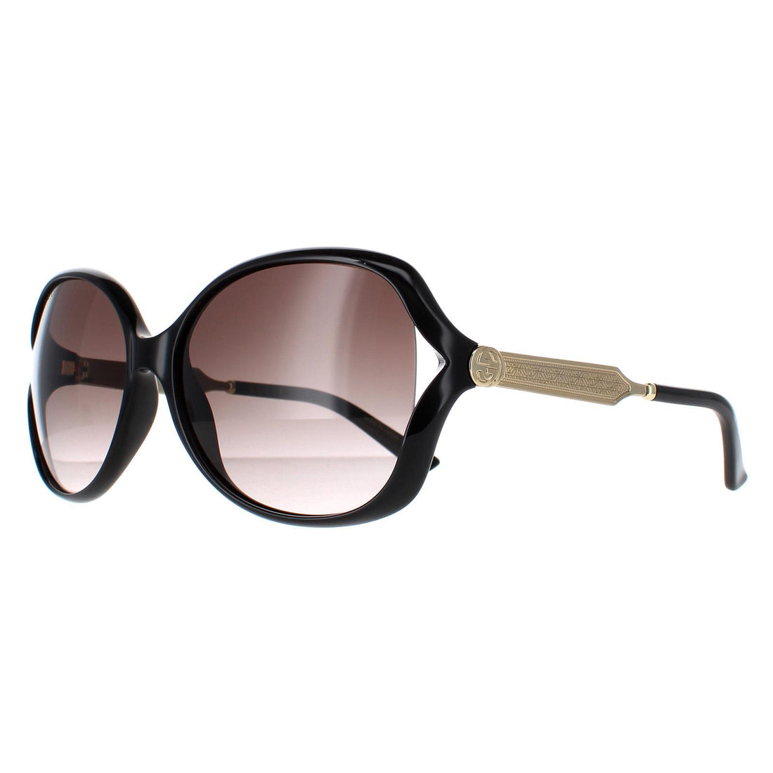 Gucci Sunglasses 0076S 002 Black Gold Grey Gradient