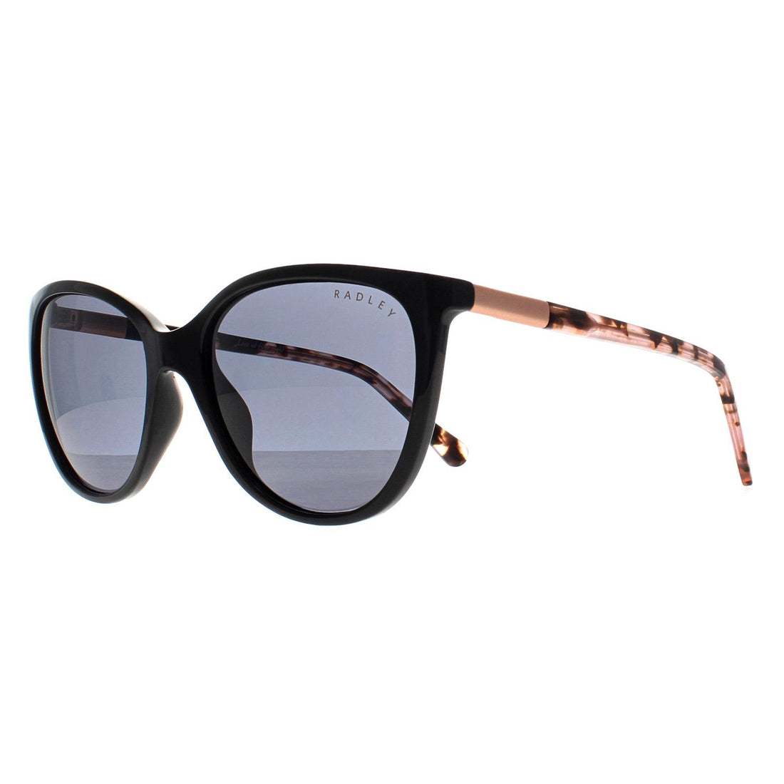 Radley Sunglasses Fionn 104 Gloss Black Matte Rose Gold Pink Tortoise Solid Smoke