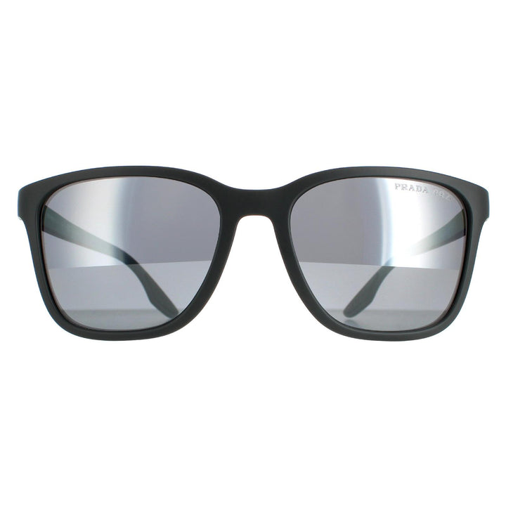 Prada Sport Sunglasses PS02WS UFK07H Grey Rubber Dark Grey Silver Mirror Polarized