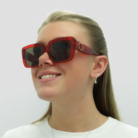 Versace Sunglasses VE4384B 528073 Transparent Red Dark Brown