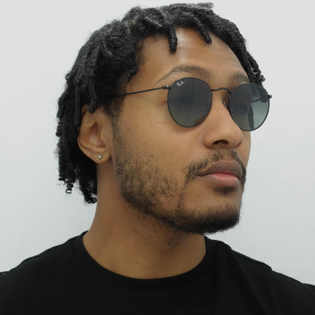 Ray-Ban Sunglasses Round Flat Lenses 3447N 002/71 Black Grey