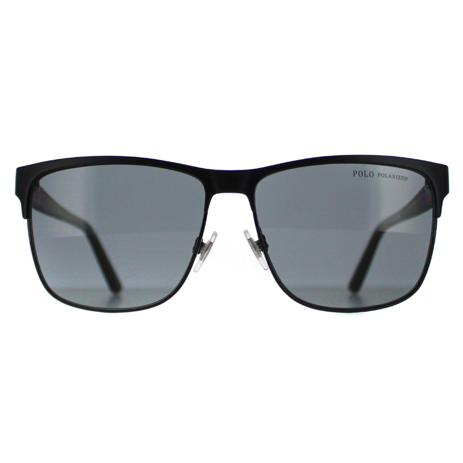 Polo Ralph Lauren PH3128 Sunglasses Matte Black On Shiny Black Grey Polarised