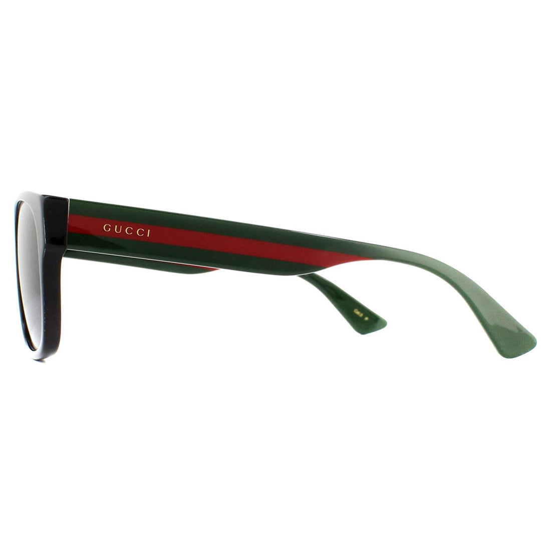 Gucci Sunglasses GG0341S 002 Black with Green and Red Stripe Grey Polarized