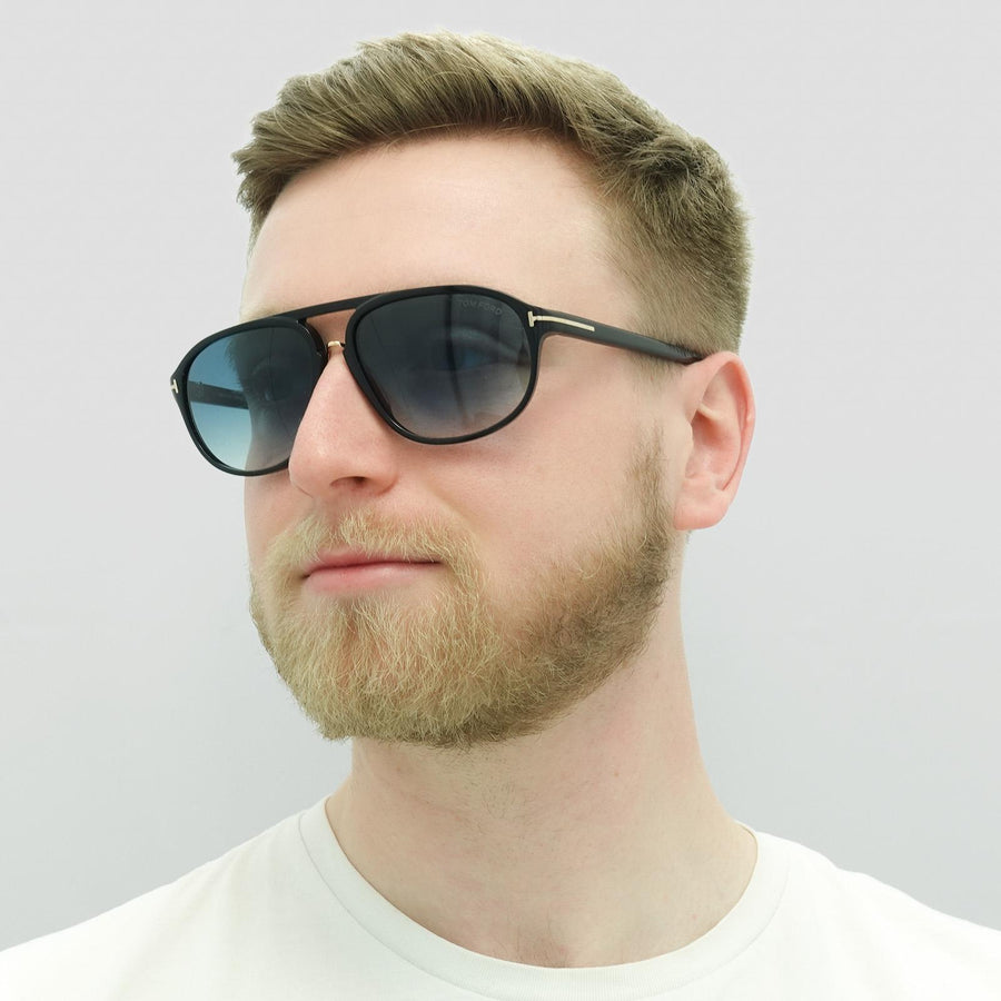 Tom Ford Sunglasses 0447 Jacob 01P Shiny Black Green Gradient