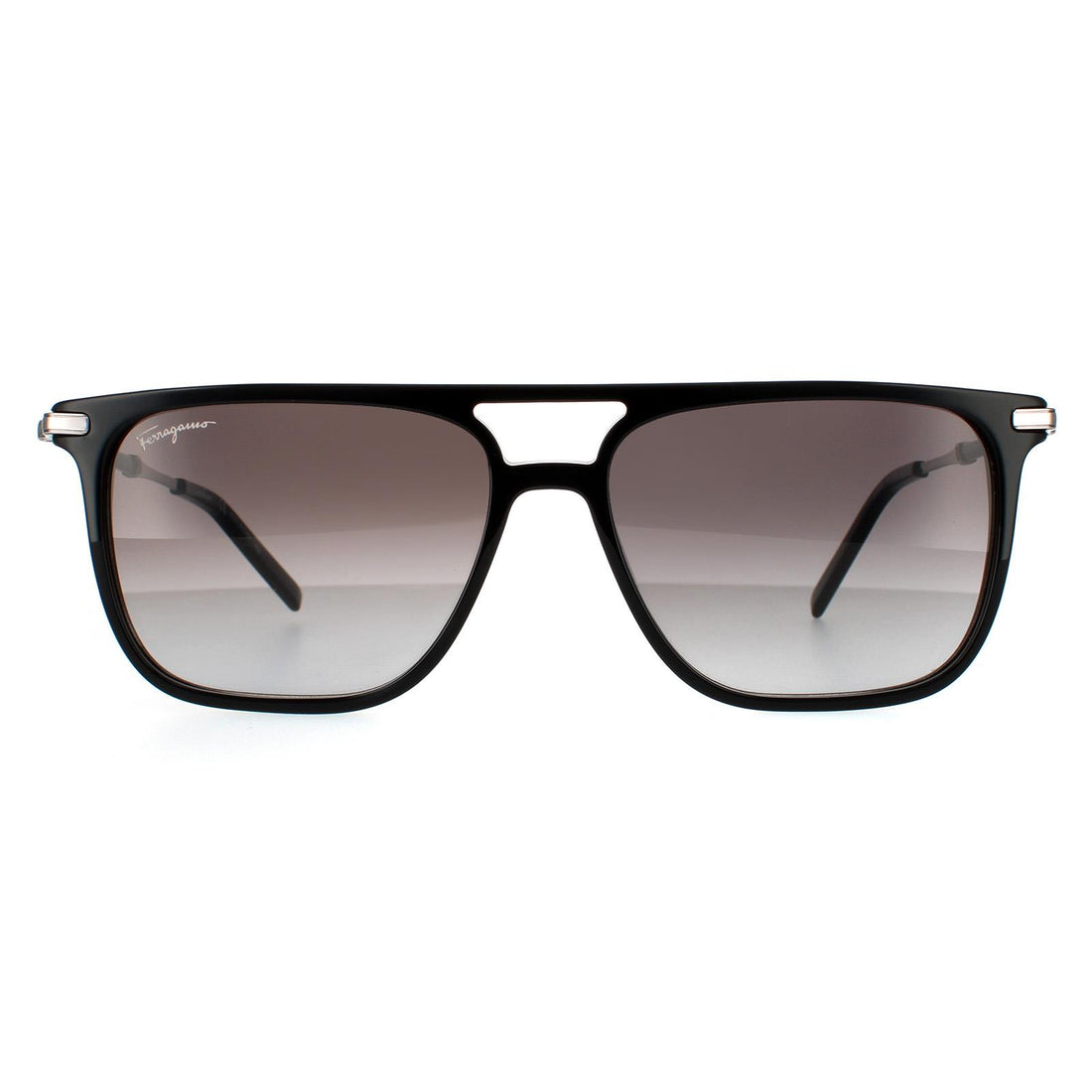 Salvatore Ferragamo SF966S Sunglasses Black and Silver / Grey Gradient