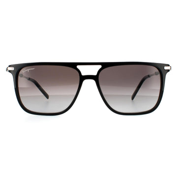 Salvatore Ferragamo Sunglasses SF966S 001 Black and Silver Grey Gradient