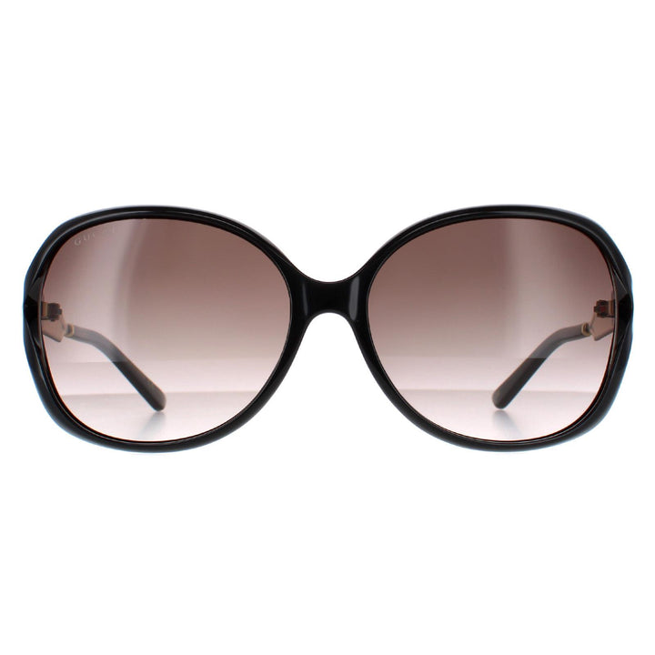 Gucci Sunglasses 0076S 002 Black Gold Grey Gradient