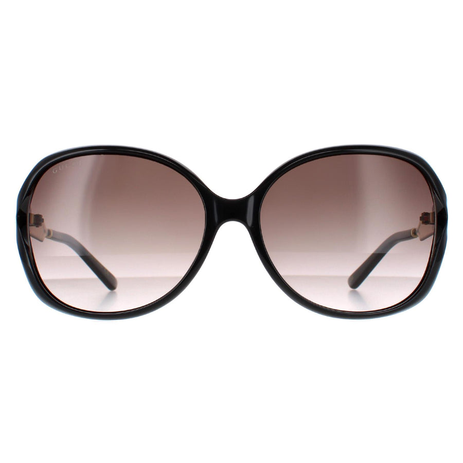 Gucci GG0076S Sunglasses Black Gold / Grey Gradient