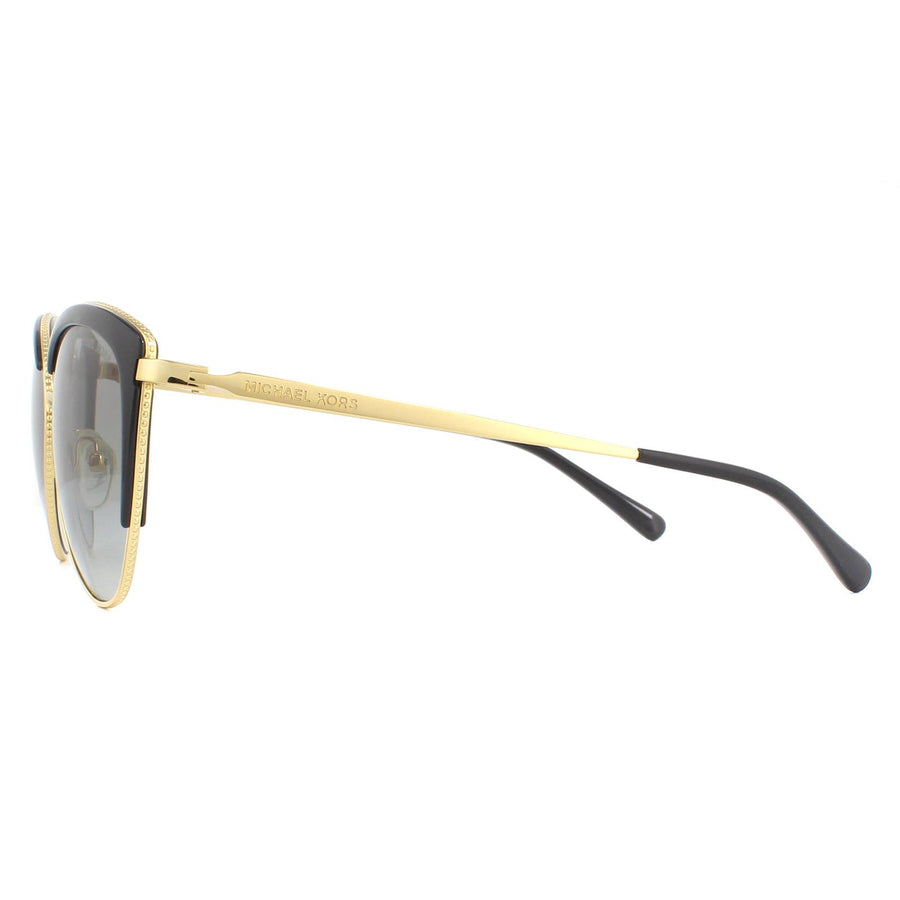 Michael Kors Sunglasses Biscayne MK1046 110011 Light Gold Black Dark Grey Gradient