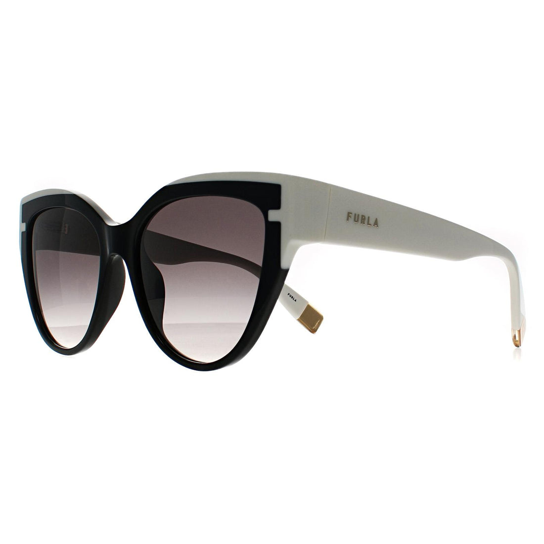 Furla Sunglasses SFU694 700 Shiny Black Grey Gradient