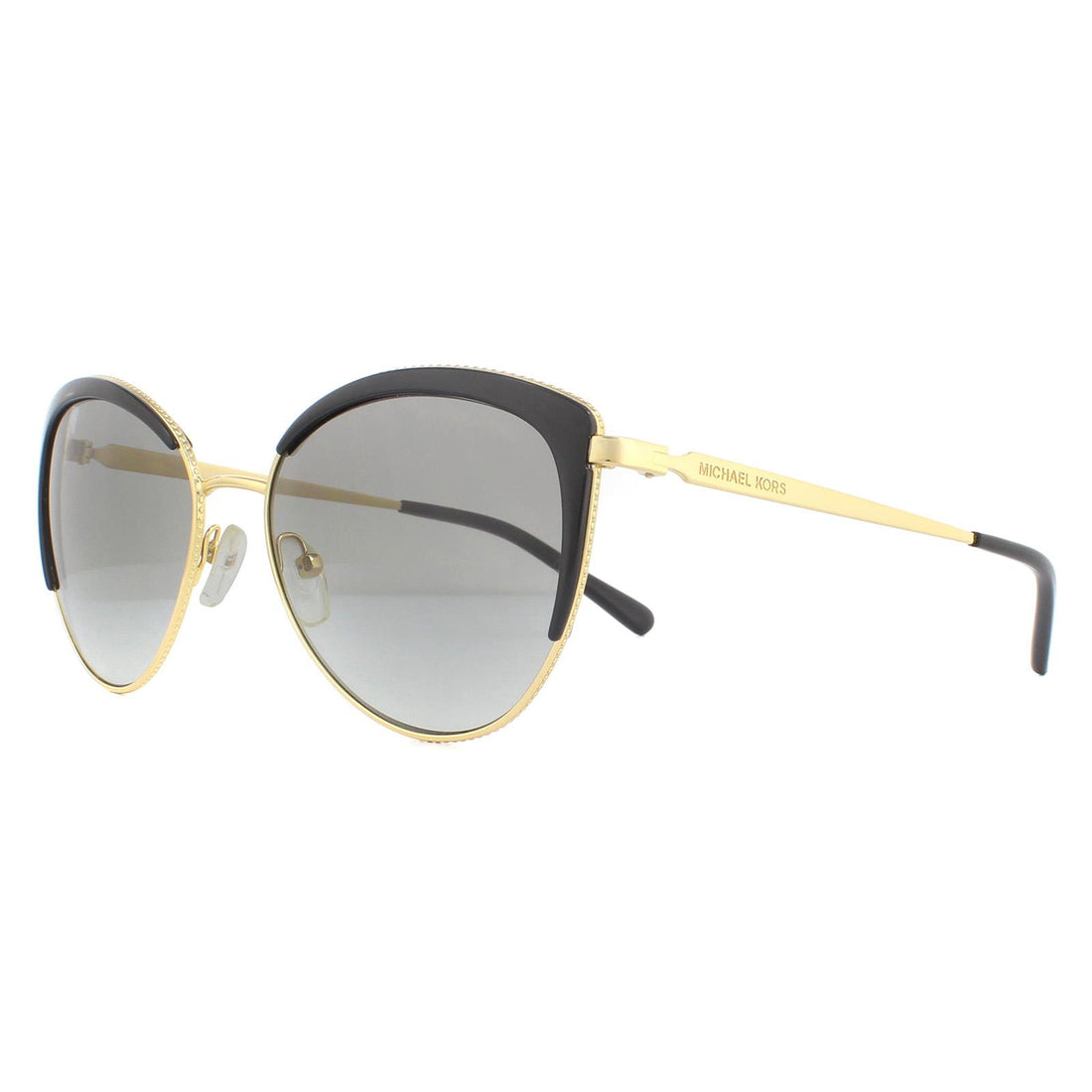 Michael Kors Sunglasses Biscayne MK1046 110011 Light Gold Black Dark Grey Gradient