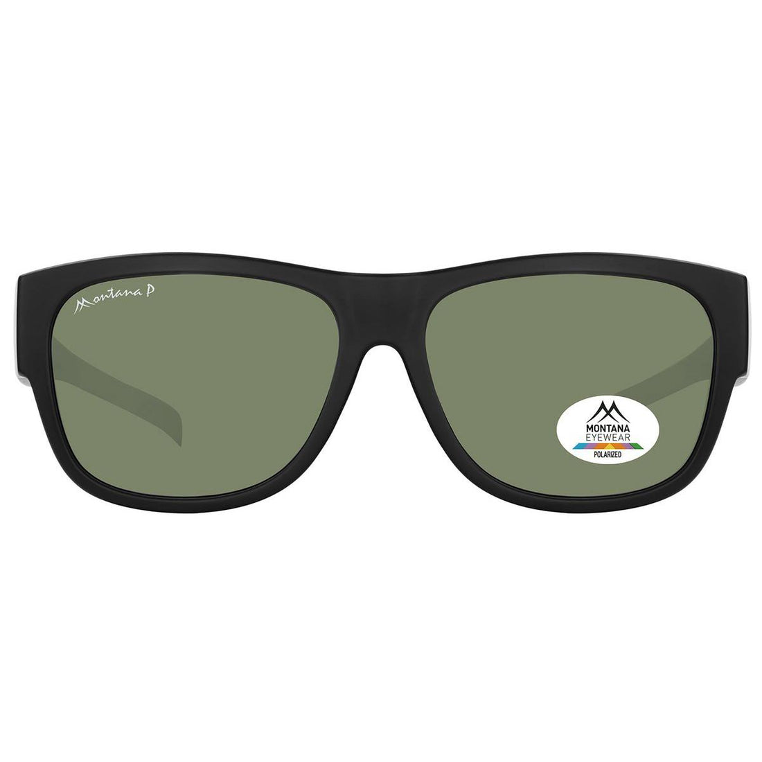 Montana Fit Over Glasses Sunglasses FO10 A Matte Black G-15 Green Polarized
