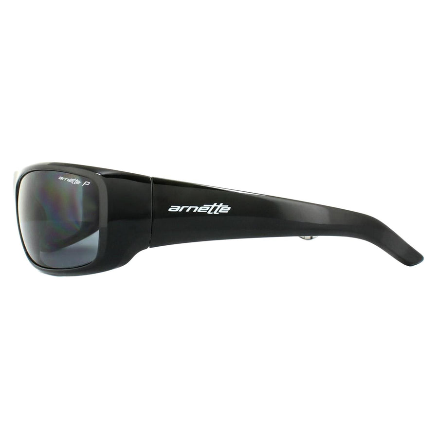 Arnette Sunglasses Hot Shot 4182 214981 Polished Black Graphics Inside Grey Polarized