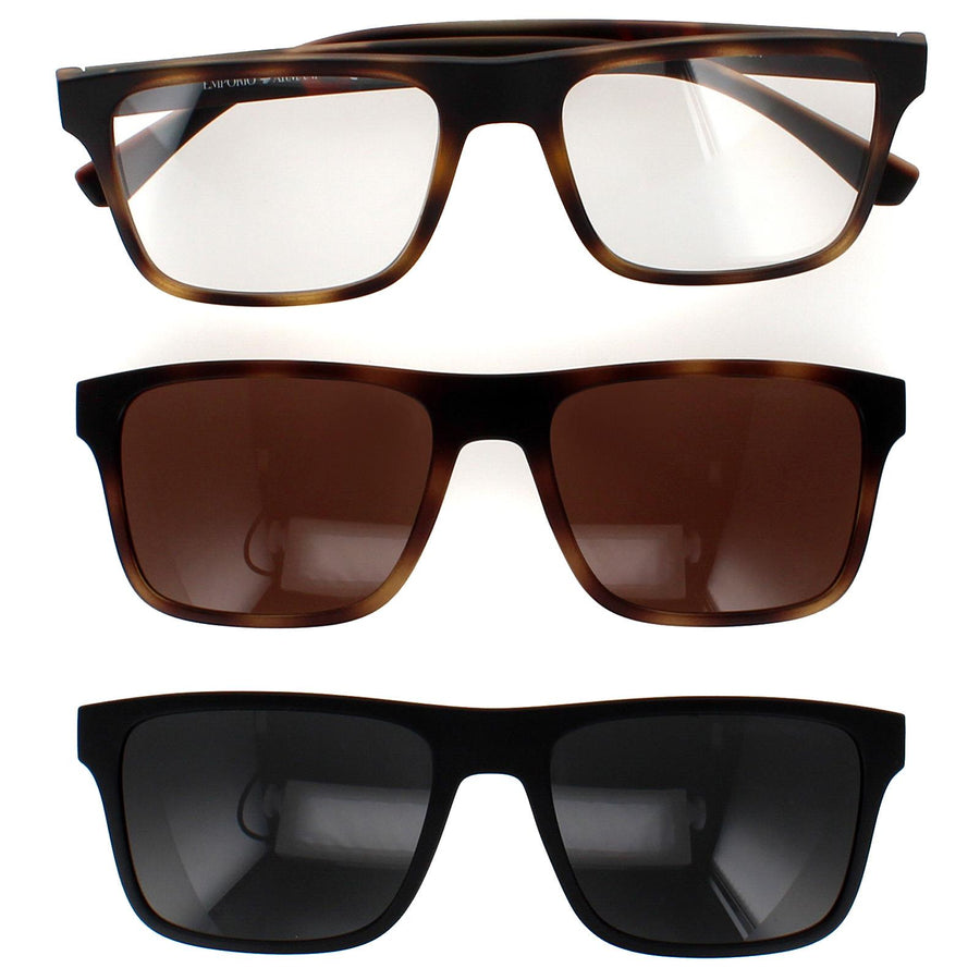 Emporio Armani Sunglasses EA4115 58021W Matte Havana Clear with Sun Clip-ons