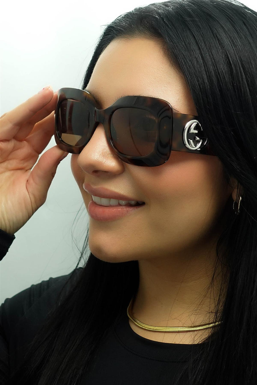 NEW GUCCI SUNGLASSES, HAVANA SQUARE WOMEN GUCCI EYEWEAR GG1695S 002 Gucci GG1695S 002 Sunglasses Women main image 3