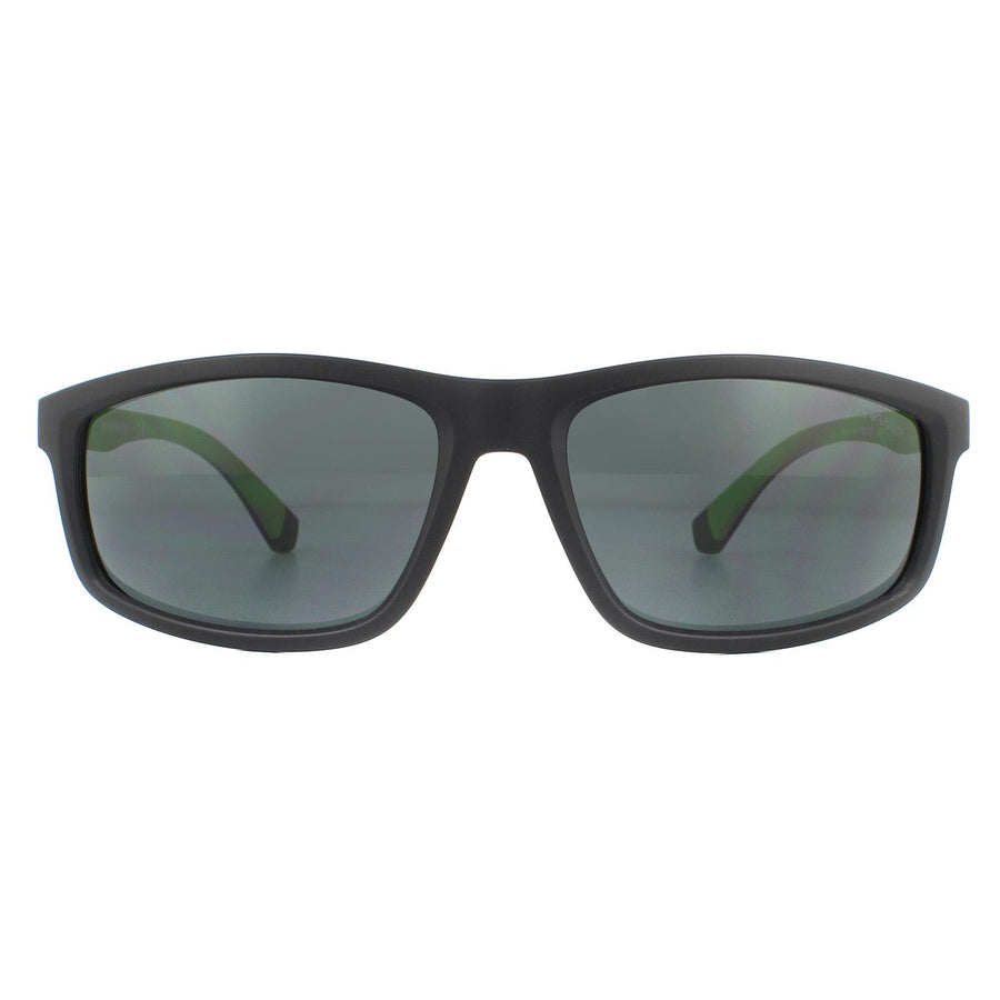 Emporio Armani EA4144 Sunglasses Matte Black Rubber Green / Grey