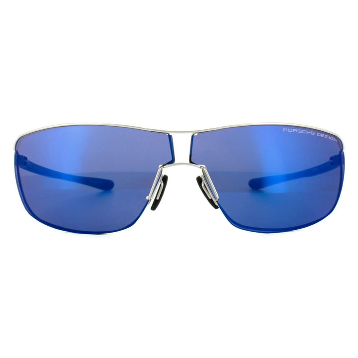 Porsche Design Sunglasses P8616 C V279 Palladium Silver Blue Mirror