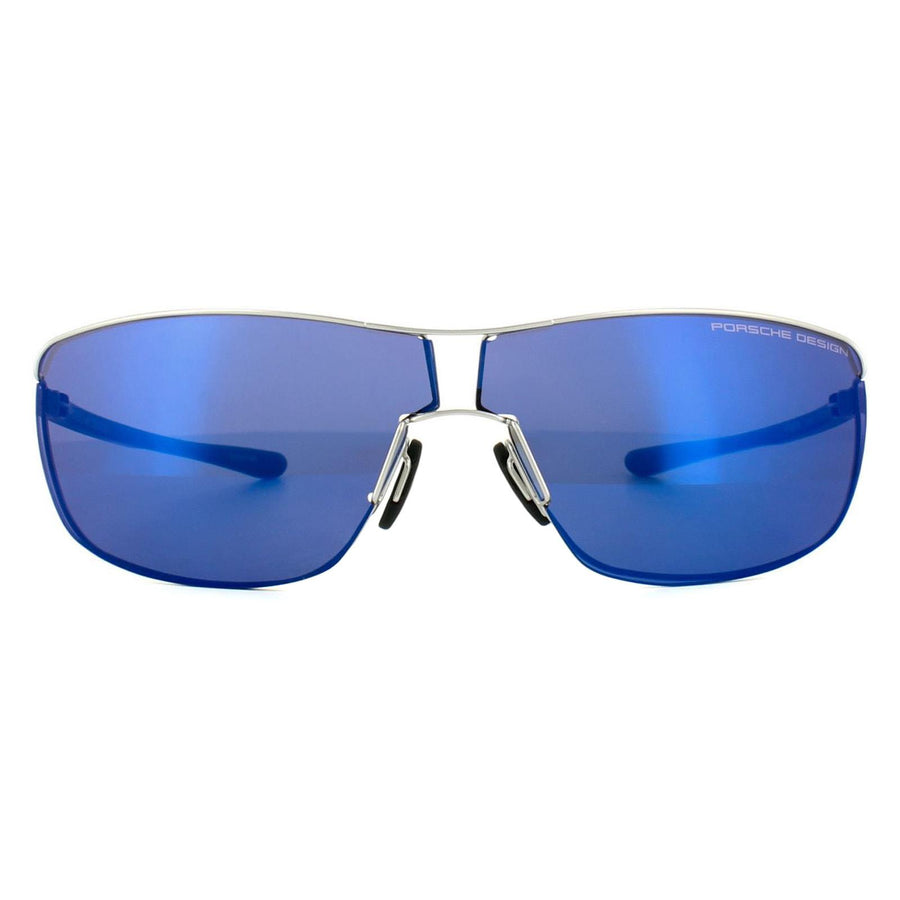 Porsche Design Sunglasses P8616 C V279 Palladium Silver Blue Mirror