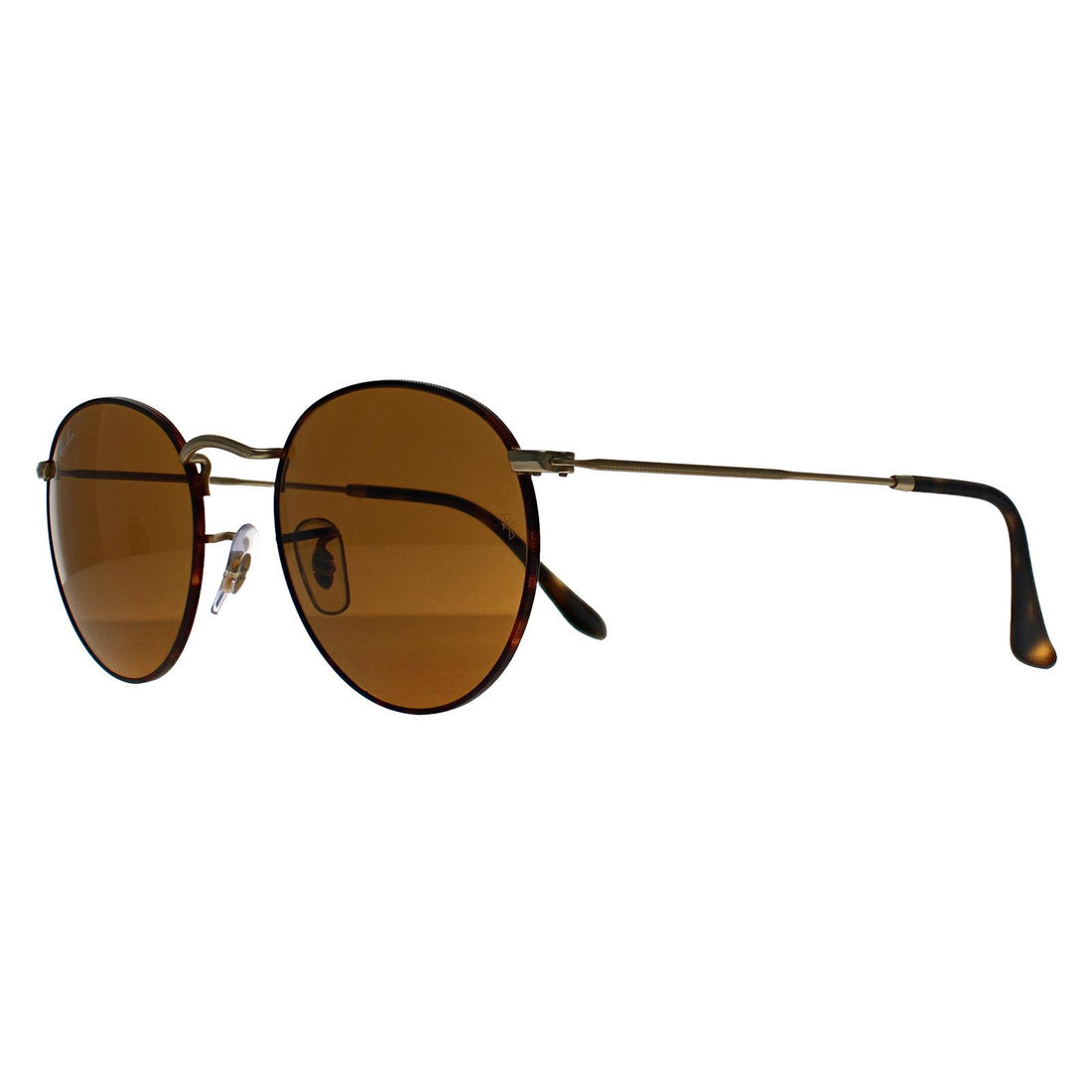 Ray-Ban Sunglasses Round Metal 3447 927533 Matte Havana On Matte Gold Brown