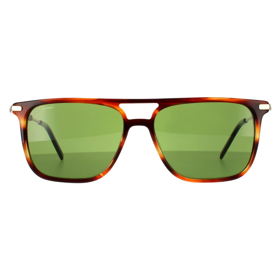 Salvatore Ferragamo SF966S Sunglasses Striped Brown / Solid Green