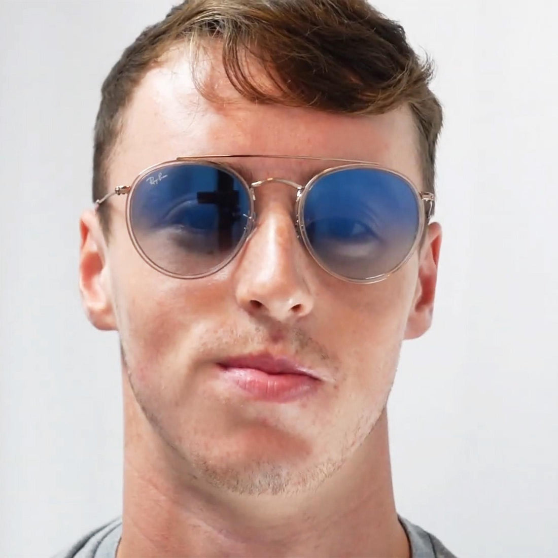 Ray-Ban Sunglasses Round Double Bridge 3647N 9069A5 Pink Pink Gradient Brown