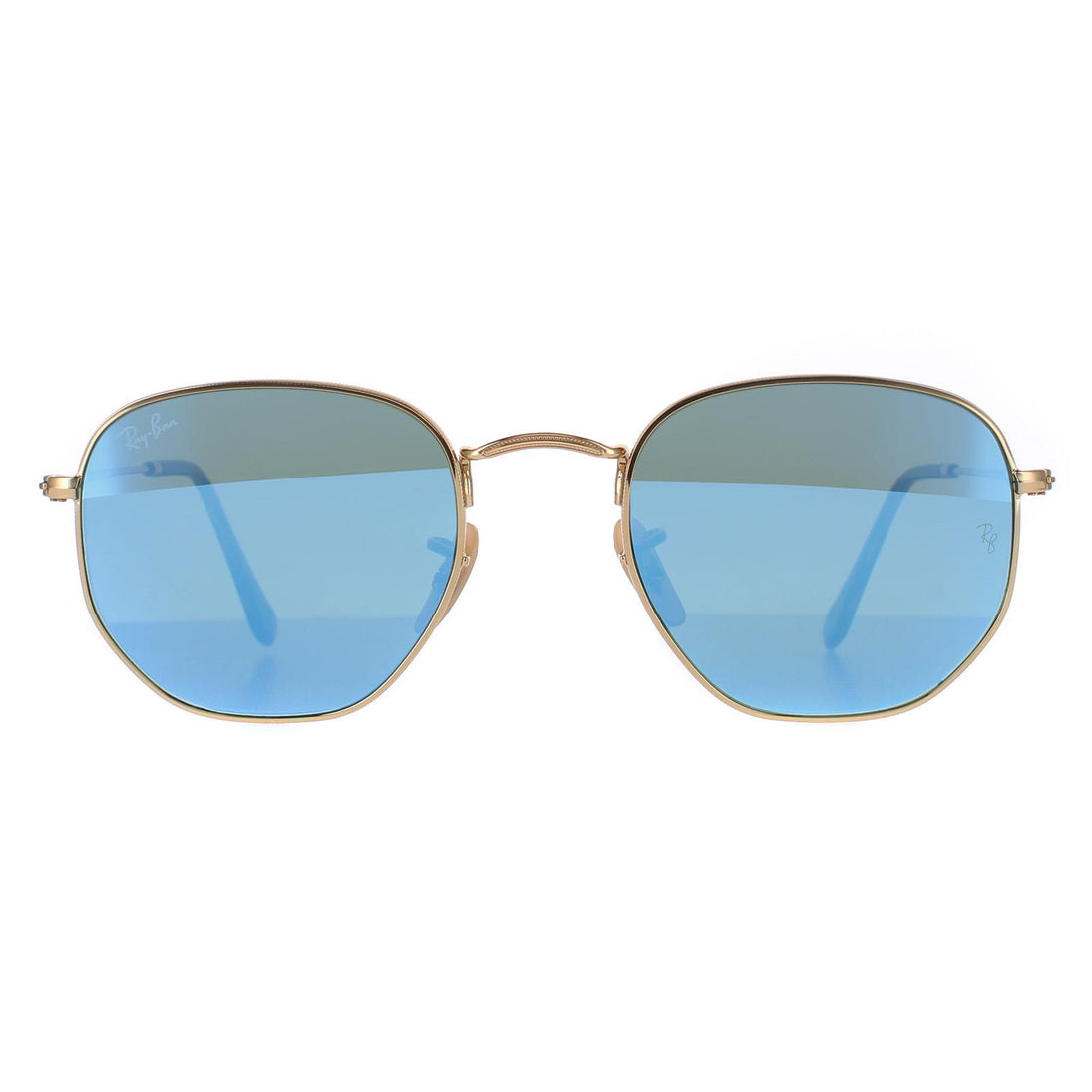 Ray-Ban Hexagonal RB3548N Sunglasses Gold Light Blue Gradient Mirror 51