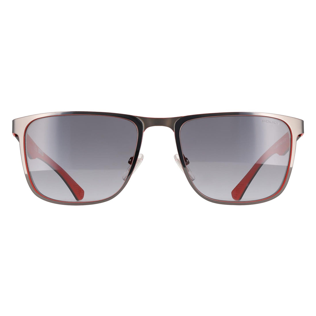 Police Sunglasses SPLN25 Carbonfly 8 0597 Shiny Gunmetal with Red Smoke Gradient