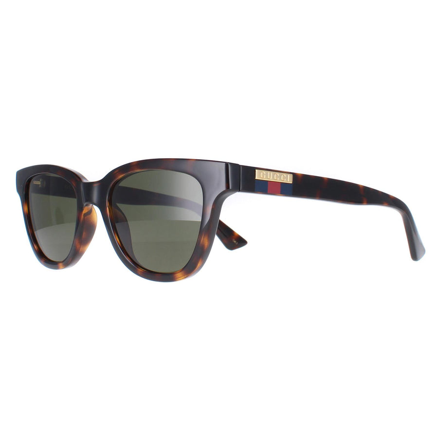 Gucci Sunglasses GG1116S 002 Shiny Dark Havana Solid Green
