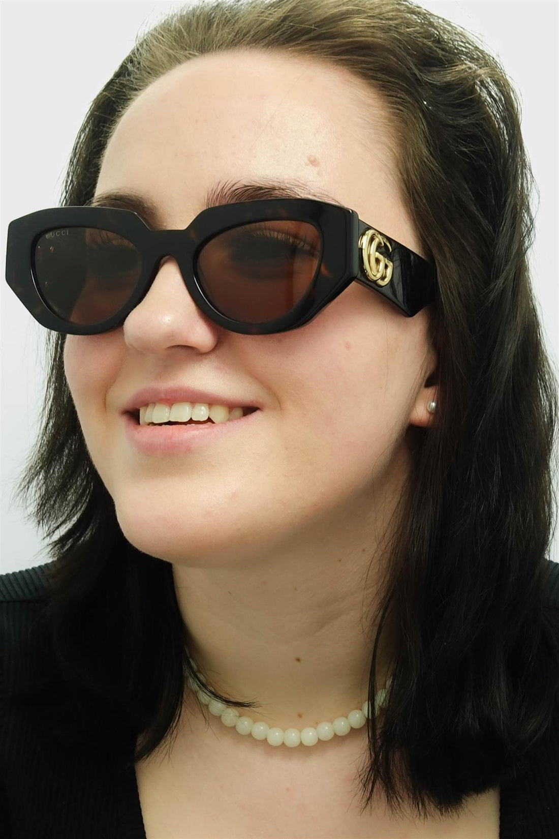 Gucci Sunglasses GG1421S 002 Shiny Dark Havana Brown