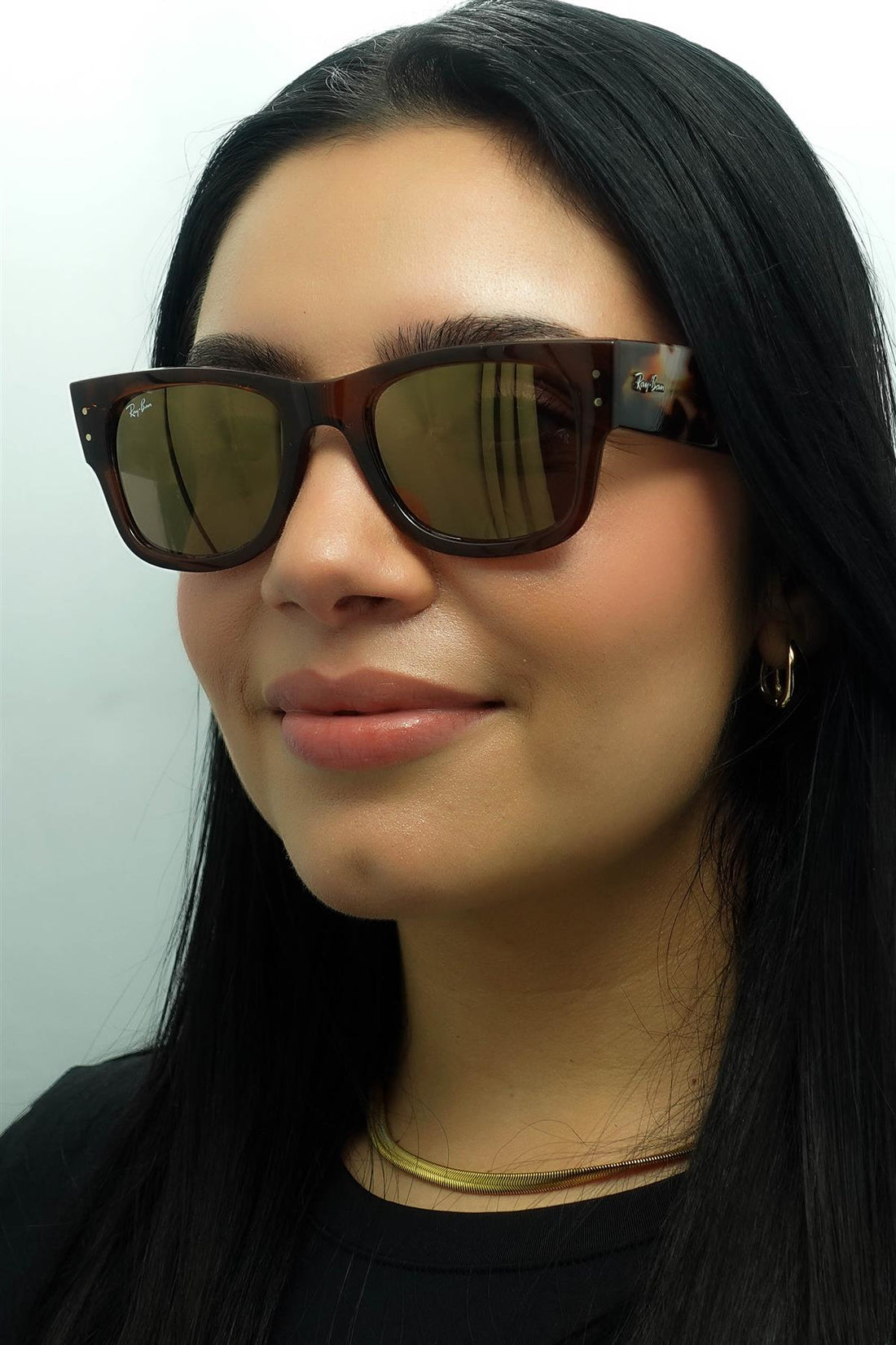 Ray-Ban Sunglasses RB0840S Mega Wayfarer 663693 Transparent Brown and Havana Gold Mirror